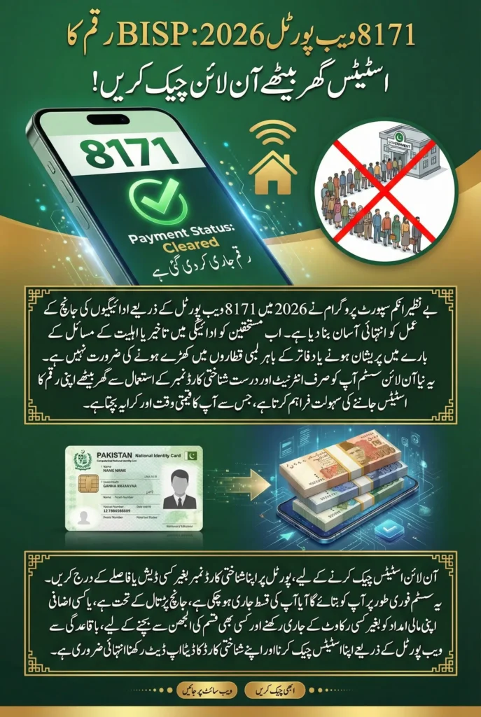 8171 CNIC Verification using Web Portal 2026: Simple Online BISP Payment Status Verification