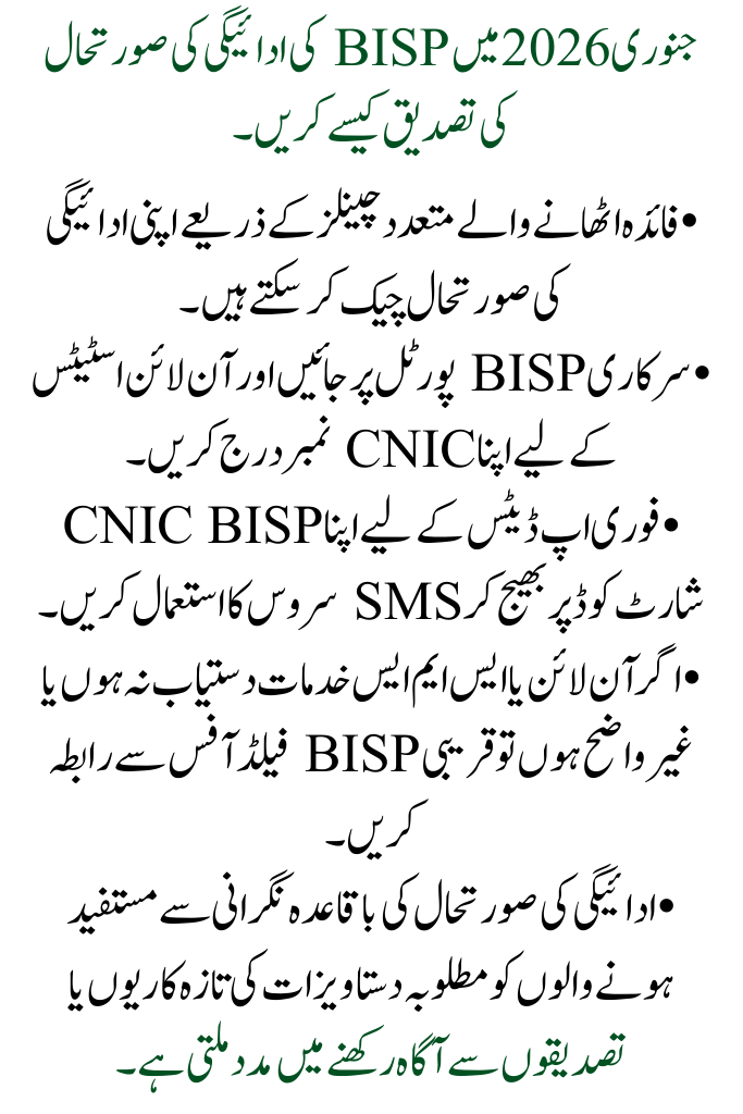 New Amount, Date, and Wallet Method for BISP January 2026 Payment