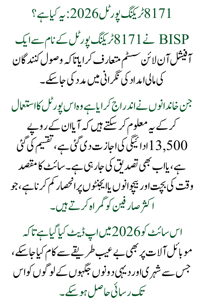 8171 Tracking Portal 2026: BISP Rs 13,500 Verify Karne Ka Asaan Tariqa Payment